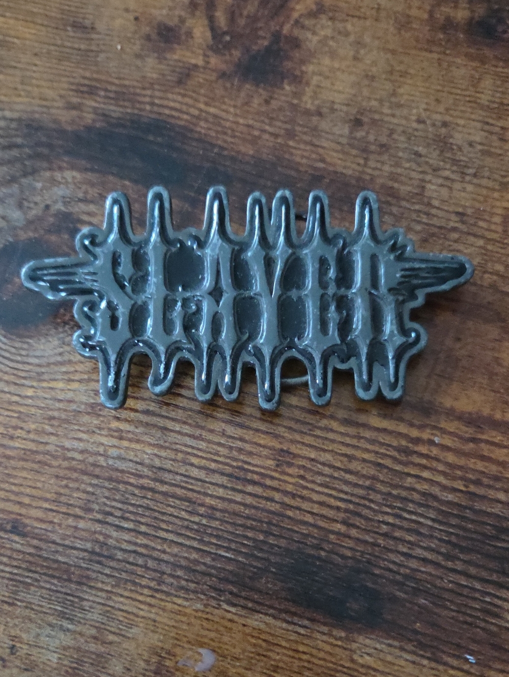 vintage 2004 Slayer Logo Belt Buckle made by Mobtown and Bravado.